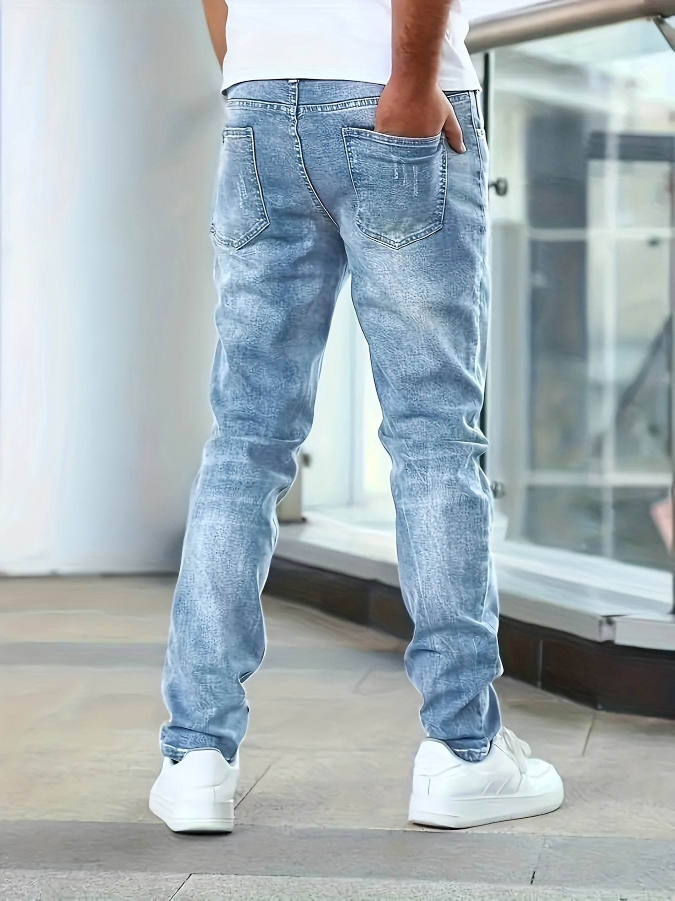 Men's Slim Fit Stretch Denim Jeans - Comfortable & Durable All-Season Wear - Buy Center US