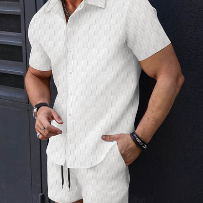 NIKXUAN Men's Casual Short-Sleeved Suit - Breathable Checkered Summer Top - Buy Center US