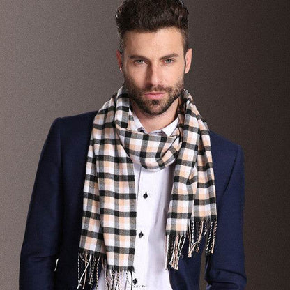 Buycenter Men's Winter Shawl Scarf - Warm Tartan Style for Spring & Autumn - Buy Center US