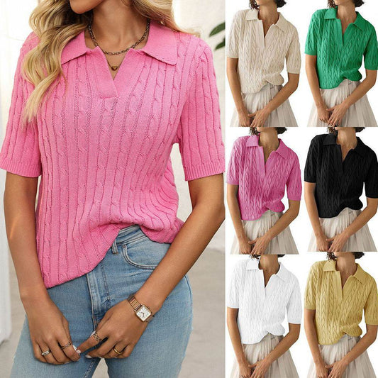 Stylish V-Neck Knitted Pullover - Available in Multiple Colors & Sizes - Buy Center US