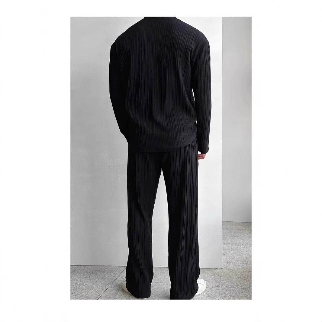 Buycenter Men's Casual Button Shirt & Trousers Suit - Long Sleeve Elegance - Buy Center US
