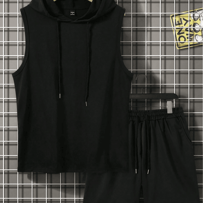 Men's Casual Hoodie Vest and Shorts Set - Perfect for Spring/Summer Style - Buy Center US