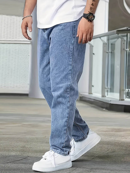 Loose Fit Men's Jeans - Cotton Blend, All-Season Basics for Adults - Buy Center US
