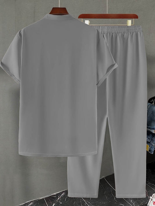 Stylish Men's Casual Suit Set - Top & Pants - Perfect for Spring/Fall - Buy Center US