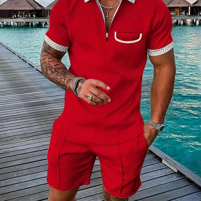 Men's Casual Knee-Length Kurta and Shorts Set - Breathable Polyester, Stylish - Buy Center US