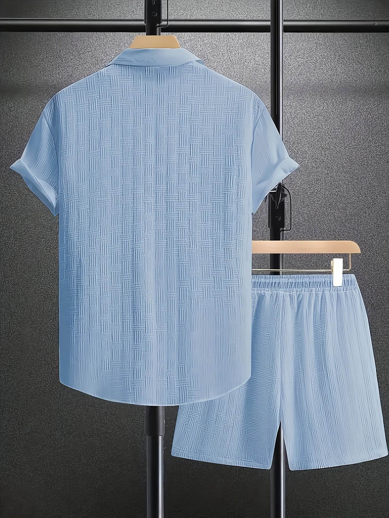 Men's Summer Casual 2-Piece Outfit Set - Slim Fit Short Sleeve & Shorts - Buy Center US