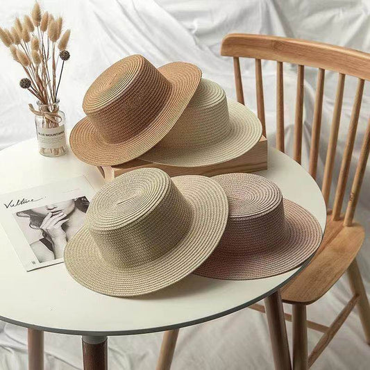 Ladies Flat Top Shade Straw Hat - Stylish & Versatile Sun Protection - Buy Center US