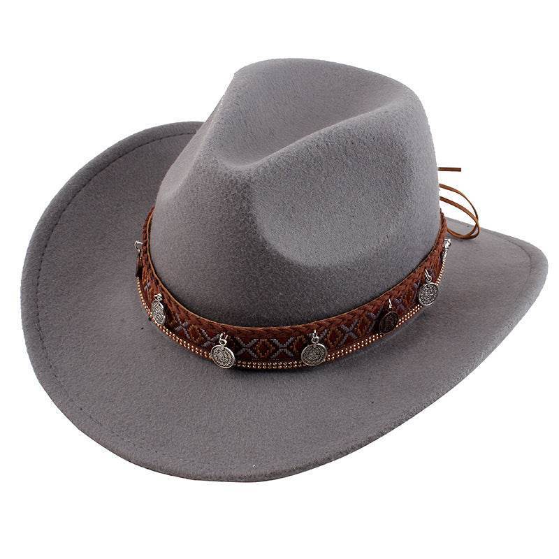 Woolen Cowboy Hat for Men & Women - Adjustable Ethnic Style Summer Accessory - Buy Center US