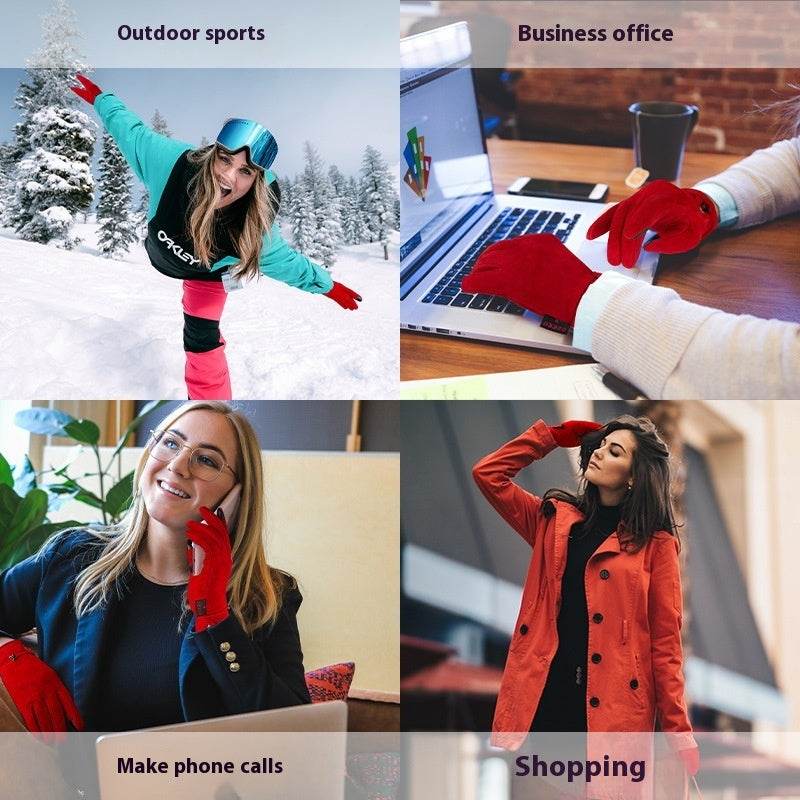Genuine Leather Touch Screen Gloves - Warm Winter Fashion for All - Buy Center US