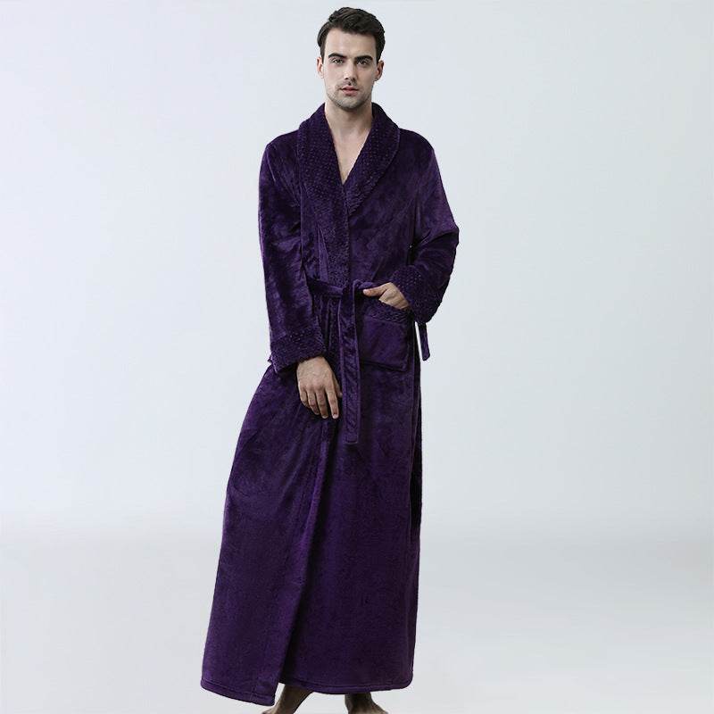 Buycenter Men's Winter Coral Fleece Nightgown - Cozy Thickened Pajamas - Buy Center US