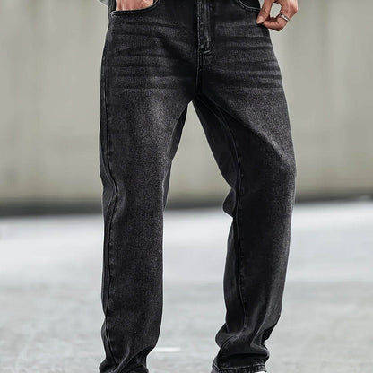 Classic Fit Cotton Blend Denim Jeans - Casual Street Style for Men - Buy Center US