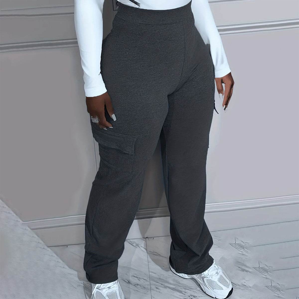 Women's Knitted Trousers - Large Autumn & Winter Solid Color Workwear - Buy Center US