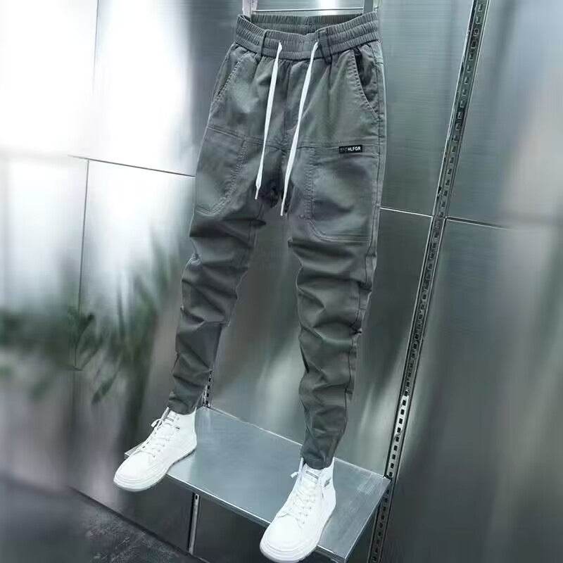 Solid Color Harem Trousers - Elastic Ankle-tied Casual Pants for Comfort - Buy Center US