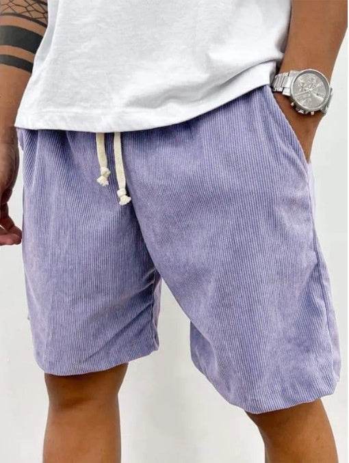 Buycenter Men's Casual Corduroy Shorts - Mid Waist, Straight Fit - Buy Center US