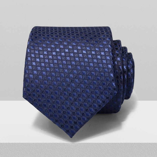 Buycenter Navy Blue Plaid Tie for Men - 7cm Business Casual Style - Buy Center US