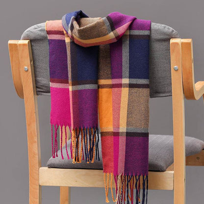 Buycenter British Plaid Cashmere Tassel Scarf for Couples & Kids - Buy Center US