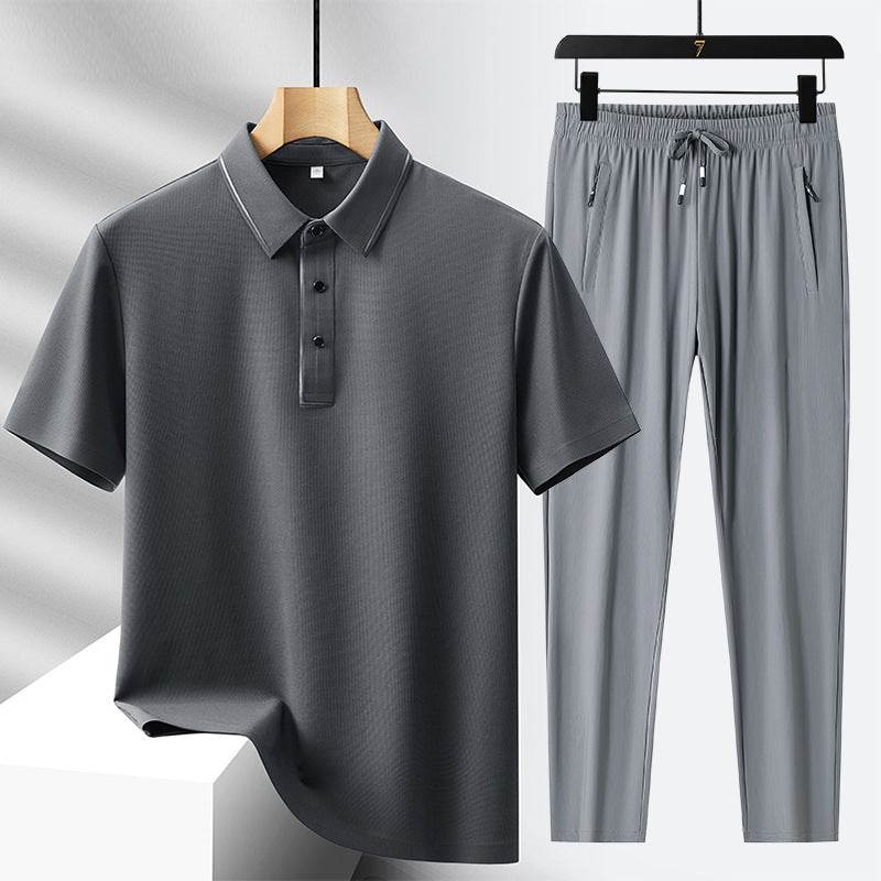 Buycenter Men's Light Luxury Polo Shirt & Trousers Sports Leisure Suit - Buy Center US