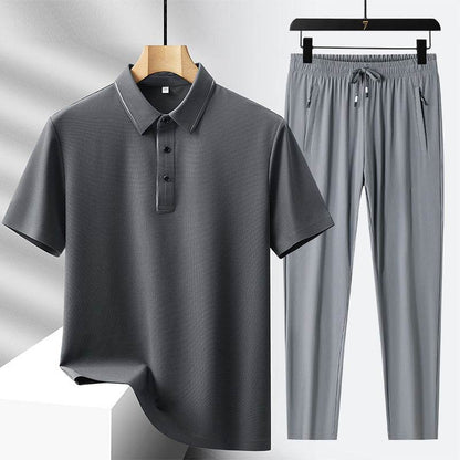 Buycenter Men's Light Luxury Polo Shirt & Trousers Sports Leisure Suit - Buy Center US