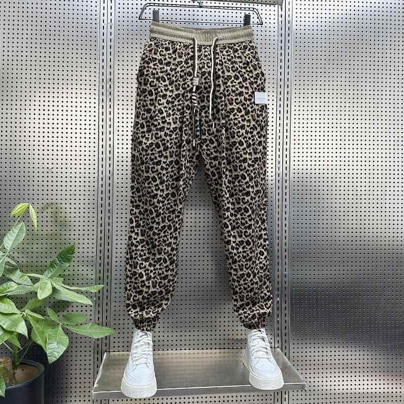 Men's Leopard Print Trousers - Loose Fit Casual Harem Pants - Buy Center US