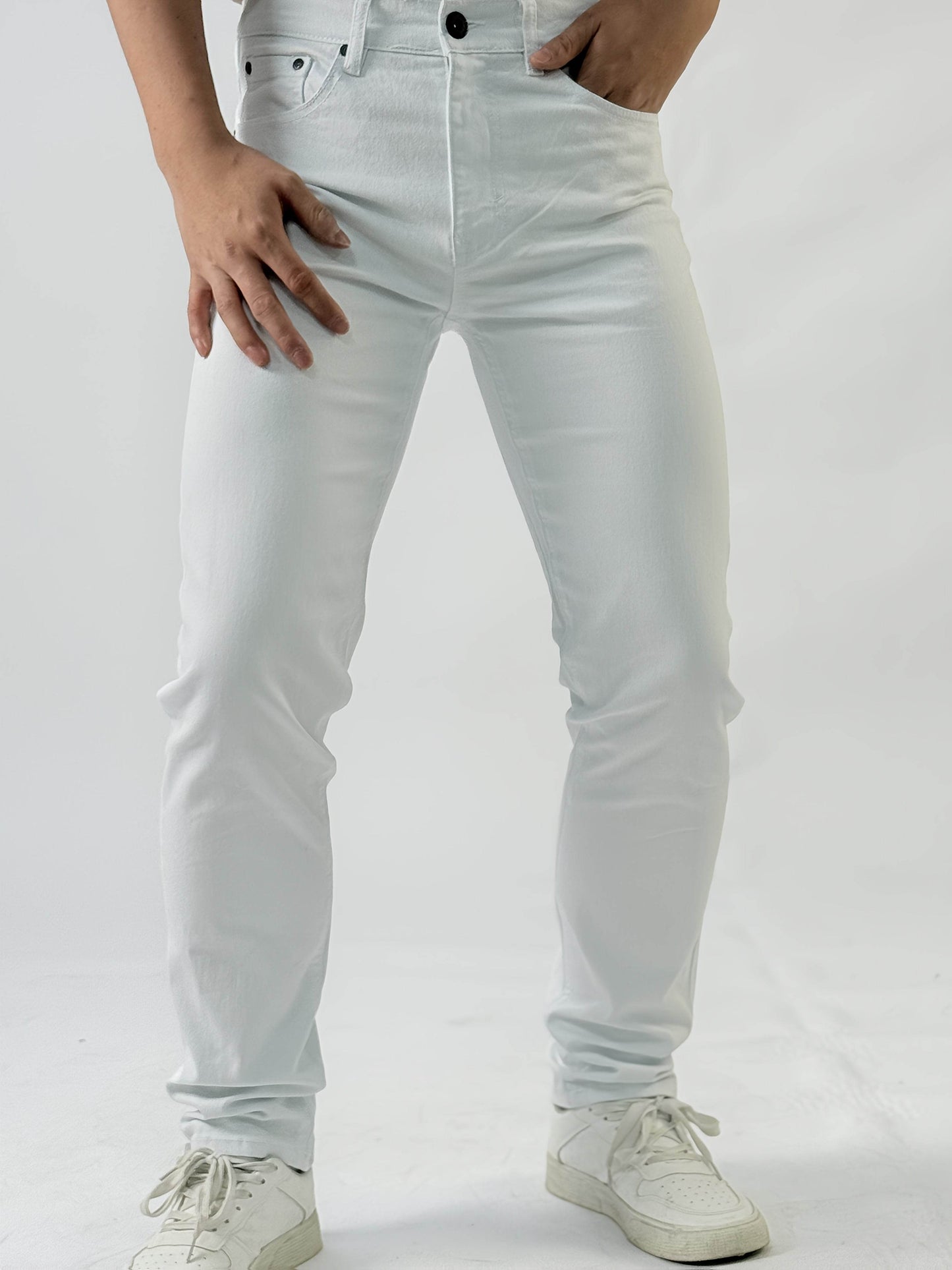Men's Casual Jeans - Mid-Rise Cotton Blend, Raw Wash Detail for All-Season - Buy Center US