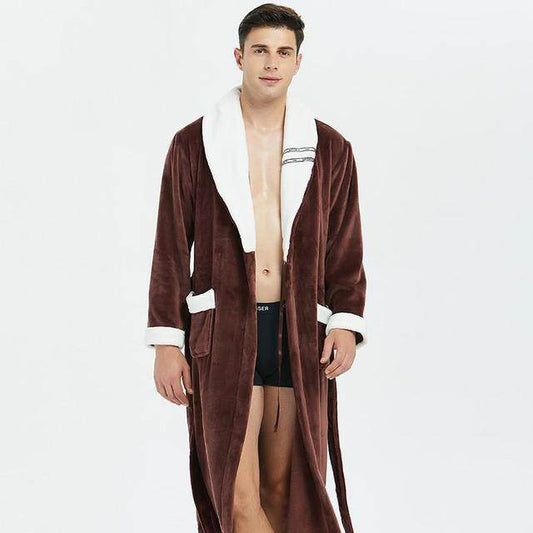 Buycenter Elegant Winter Flannel Robe Gown - Comfortable Casual Sleepwear - Buy Center US