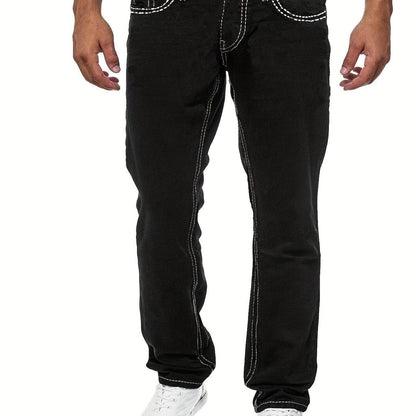 Men's Slim Fit Stretch Denim Jeans - Street Style for All Seasons - Buy Center US