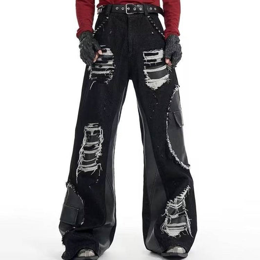 Retro Rivet Stitching Skinny Jeans - Mid-High Waist Denim Trousers - Buy Center US
