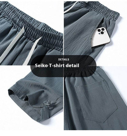 Buycenter Men’s Casual Cotton-Linen Shorts Set - Short Sleeve, Multiple Sizes - Buy Center US