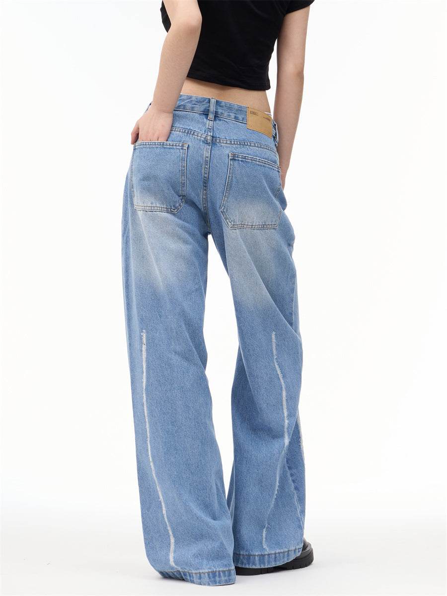 Retro Personalized Wide Leg Pants for Women - Loose Fit Chagall Blue - Buy Center US