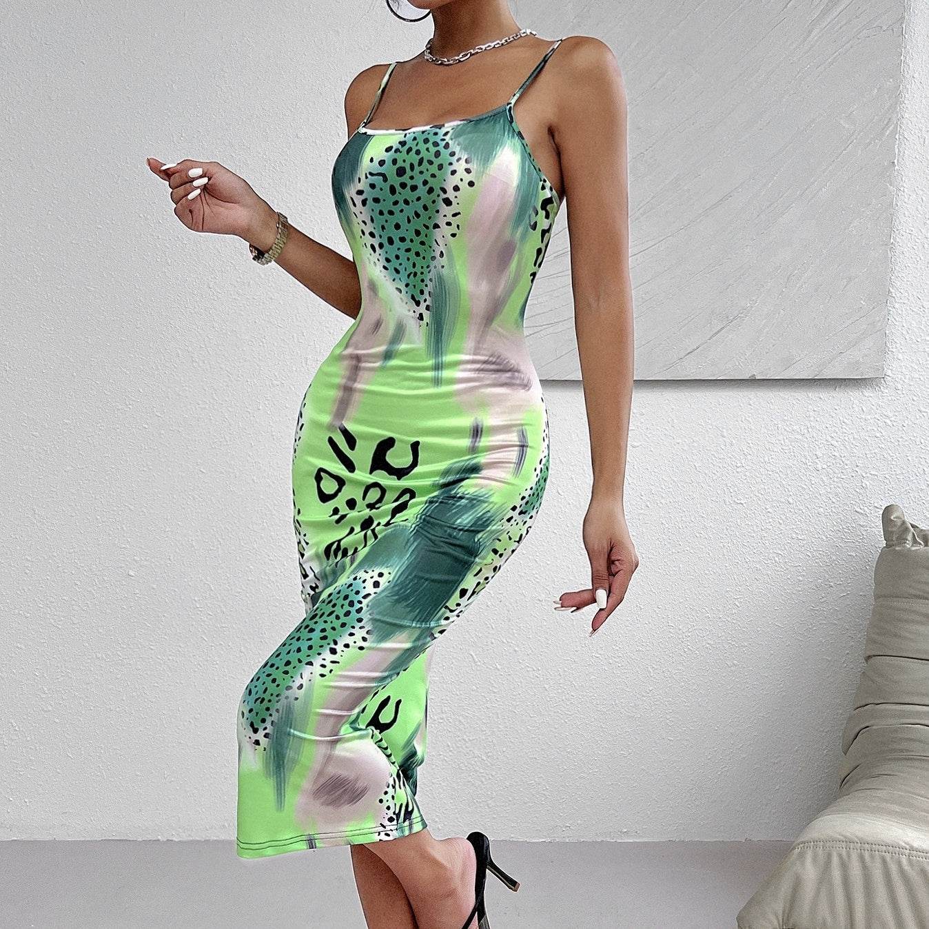 Ladies' Leopard Print Backless Dress - Casual Summer Style, Lightweight - Buy Center US