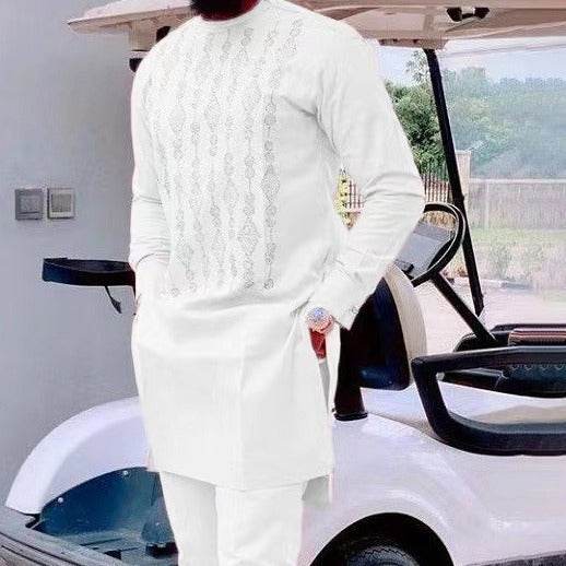 Buycenter African Ethnic Print Casual Men’s Suit - Cotton Blend Top & Pants - Buy Center US