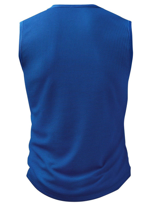 Men's Sleeveless Waffle-Knit Shirt - V-Neck Button-Up, Breathable Top - Buy Center US
