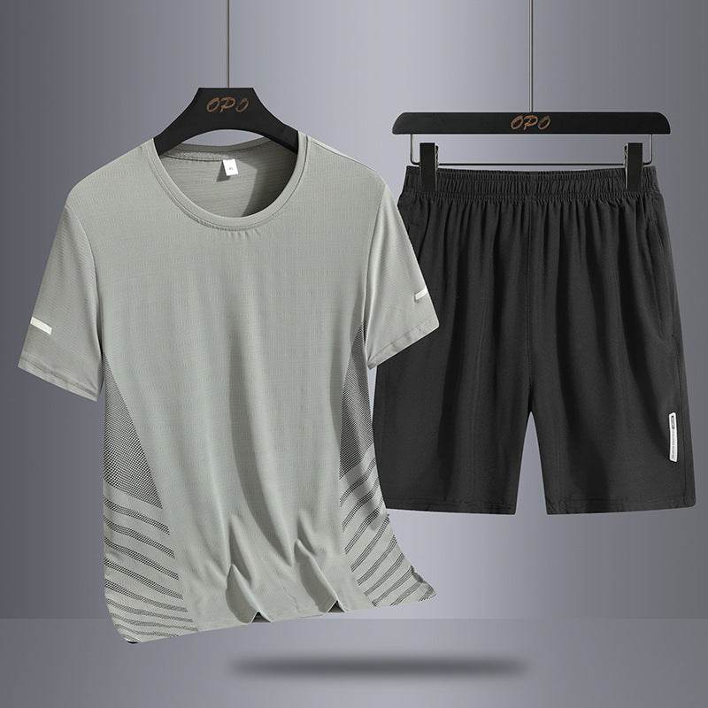 Buycenter Men's Summer Suit - Ice Silk Quick-Drying T-Shirt & Shorts Set - Buy Center US