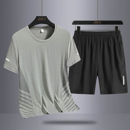 Buycenter Men's Summer Suit - Ice Silk Quick-Drying T-Shirt & Shorts Set - Buy Center US