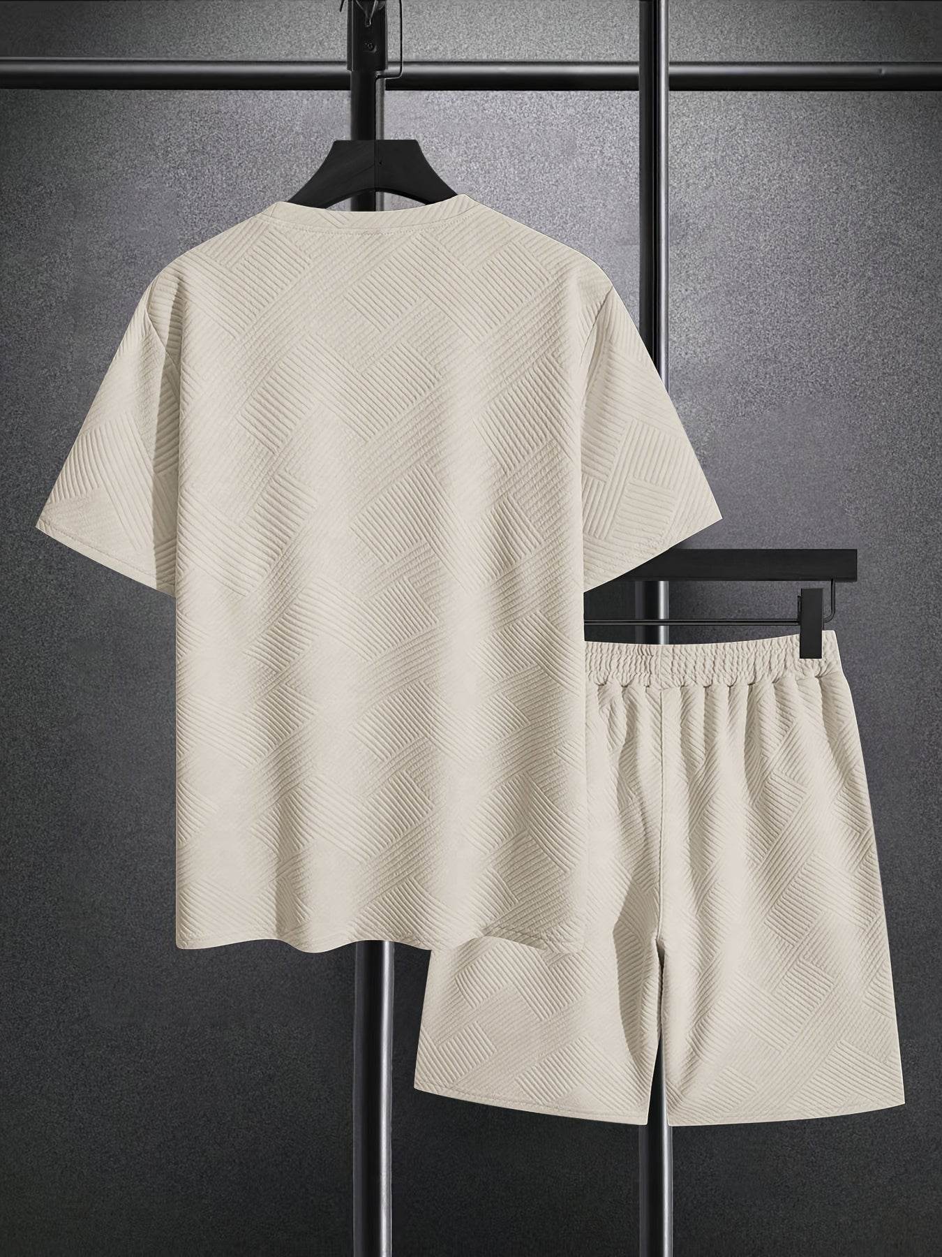 Men’s Vintage Two-Piece Set - Loose-Fit T-Shirt & Drawstring Shorts - Buy Center US