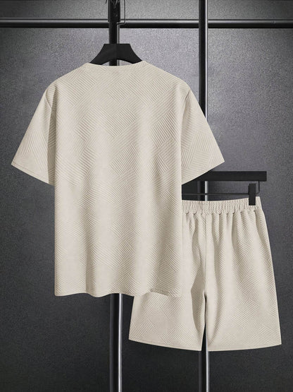 Men’s Vintage Two-Piece Set - Loose-Fit T-Shirt & Drawstring Shorts - Buy Center US