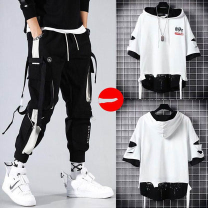 Buycenter Loose Hip-Hop Overalls for Men - Summer Fashion with Hood - Buy Center US