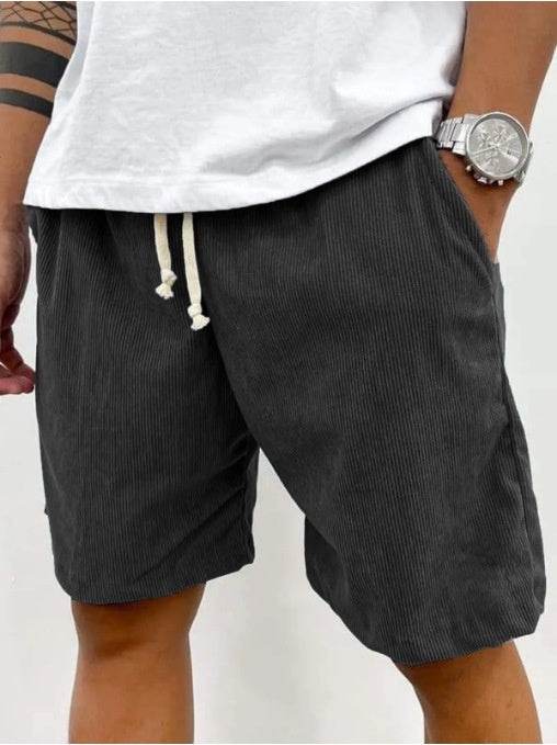 Buycenter Men's Casual Corduroy Shorts - Mid Waist, Straight Fit - Buy Center US