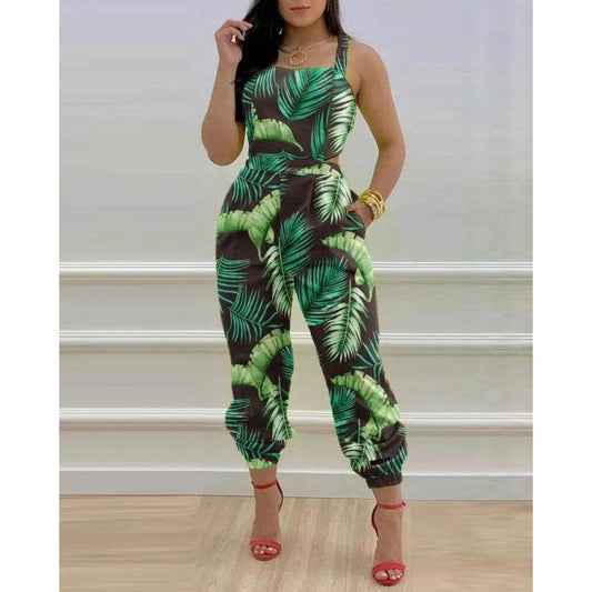 Fashion Bowknot Women's Jumpsuit - Colorful Floral Printed Romper - Buy Center US