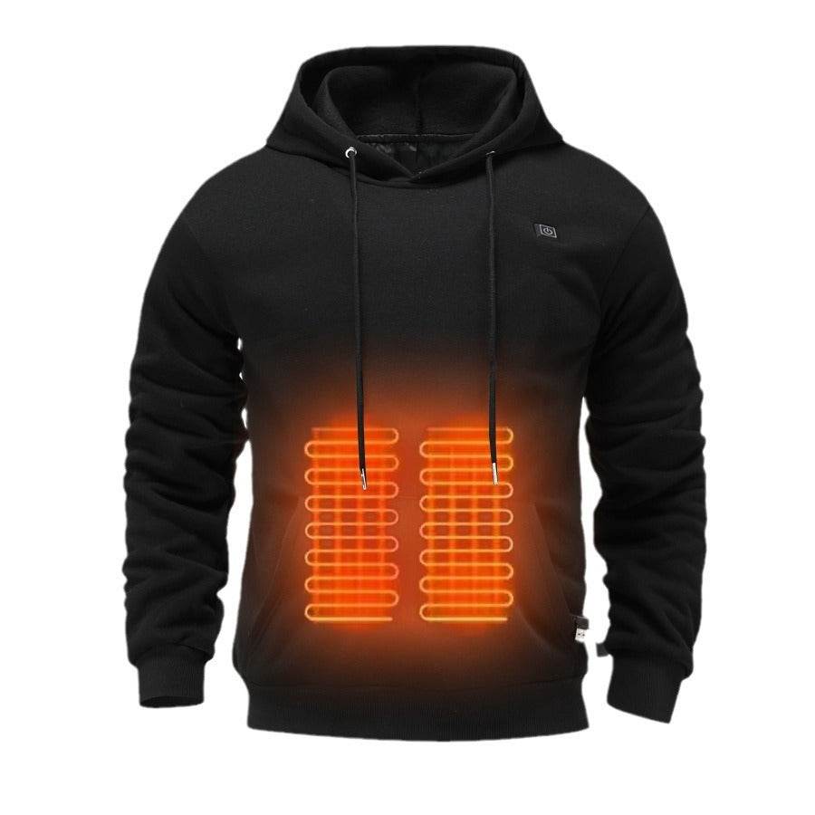 Buycenter Men's USB Heated Hoody - Warmth & Style in Black and Gray - Buy Center US