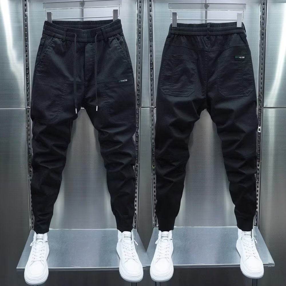 Solid Color Harem Trousers - Elastic Ankle-tied Casual Pants for Comfort - Buy Center US