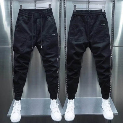 Solid Color Harem Trousers - Elastic Ankle-tied Casual Pants for Comfort - Buy Center US