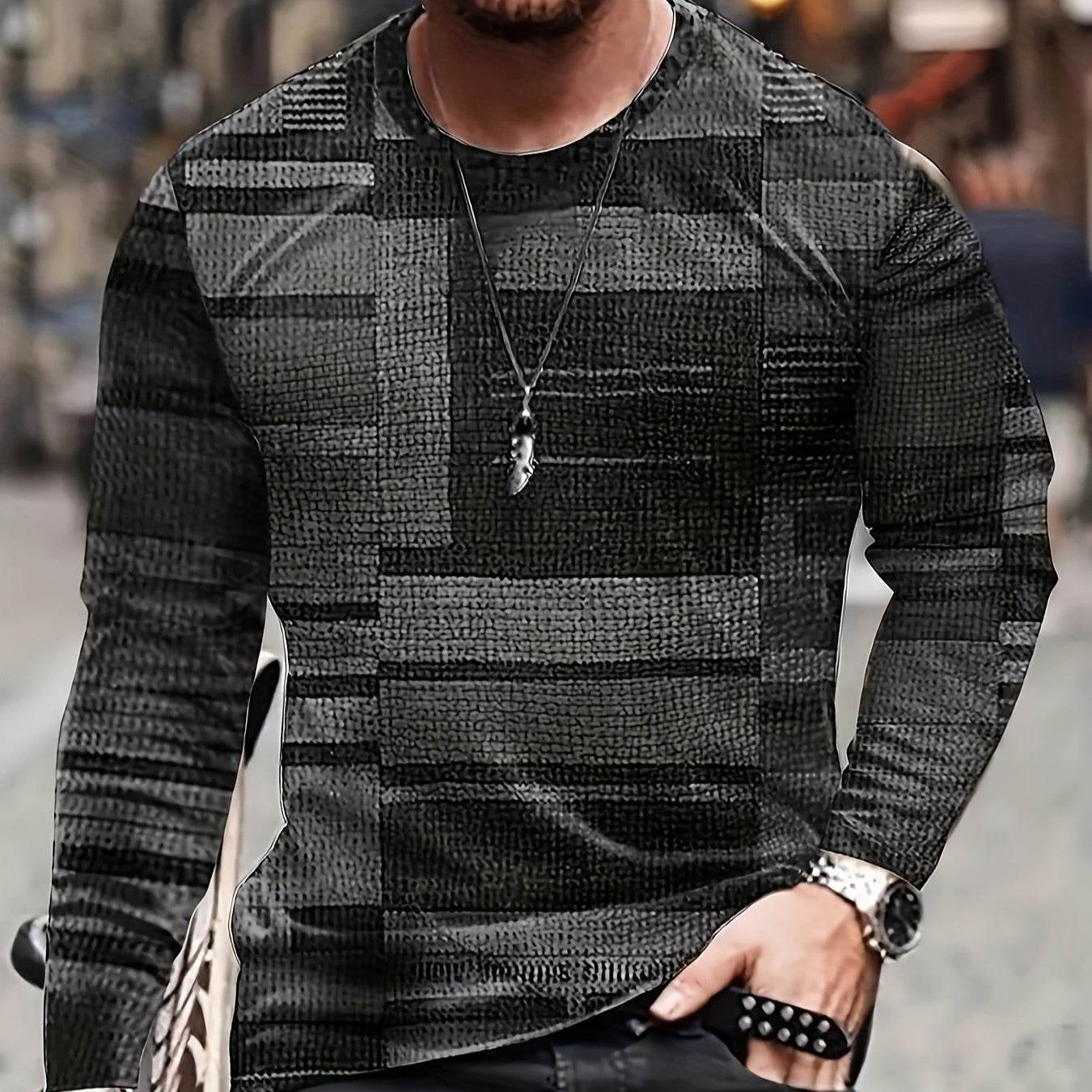 Design Trend Men's 3D Digital Printed Top - Long Sleeve, Slim Fit Style - Buy Center US
