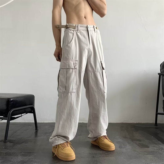 Buycenter Men's Khaki Overalls - American Retro Style for Autumn Fashion - Buy Center US