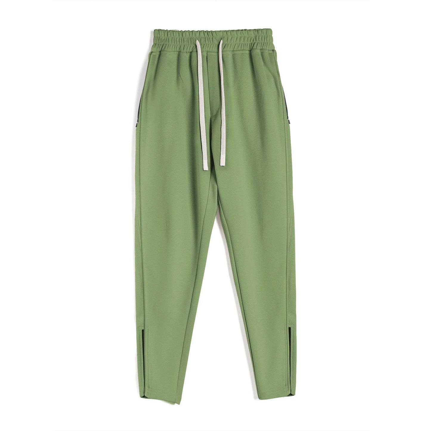 Slim Fit Ankle Banded Pants - Zipper Design & Drawstring Style - Buy Center US