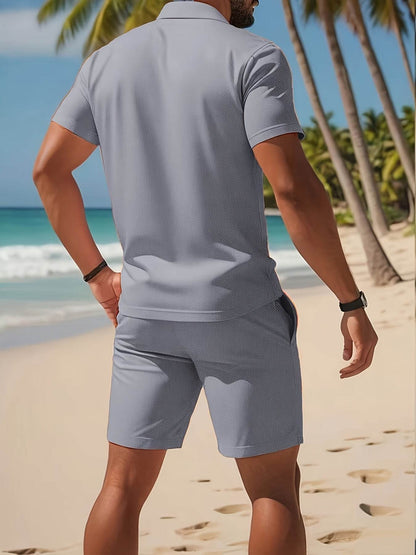 Men's Casual Summer Polo & Shorts Set - Breathable Quick-Dry Fabric - Buy Center US
