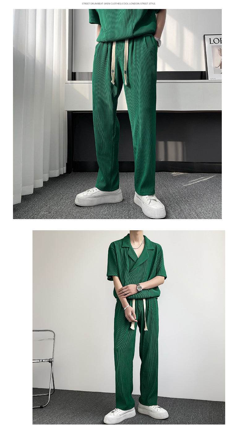 Buycenter Summer Ice Silk Shirt & Pants Set - Men's Leisure Outfit - Buy Center US