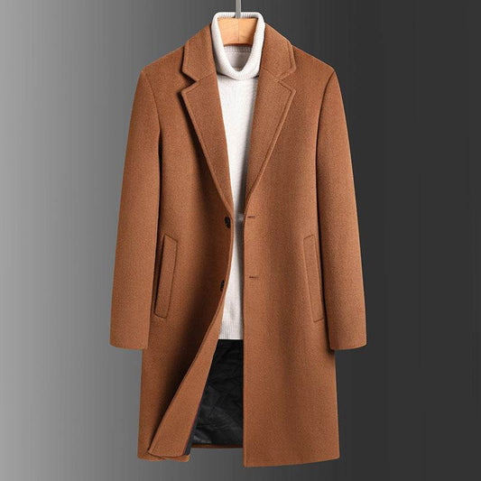 Buycenter Men's Slim Casual Trench Coat - Thick Woolen Jacket for Winter - Buy Center US