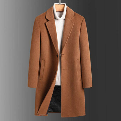 Buycenter Men's Slim Casual Trench Coat - Thick Woolen Jacket for Winter - Buy Center US