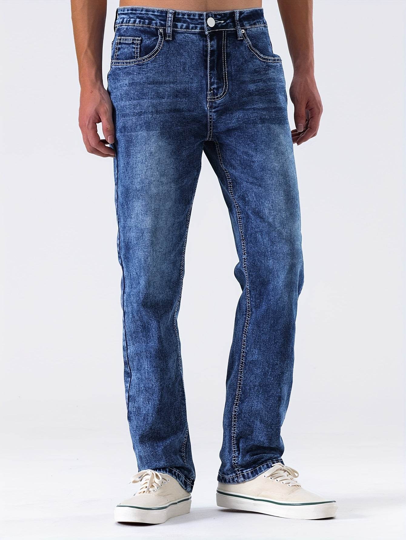 Men's Slim Fit Stretch Denim Jeans - Street Style for All Seasons - Buy Center US